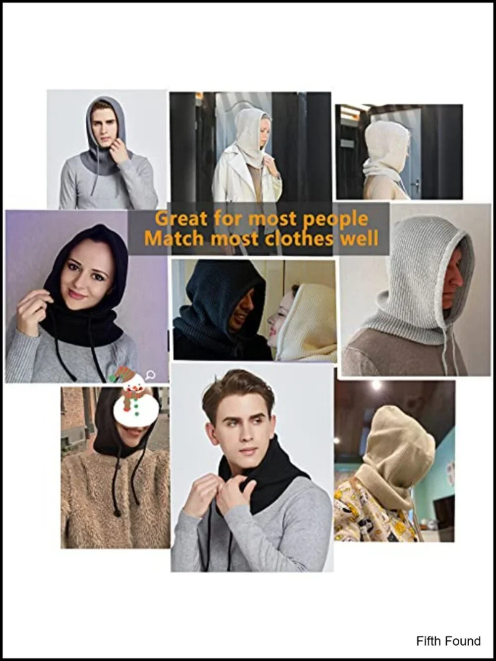 Winter Hooded Scarf Balaclava Knit Beanie Hat Thermal Blend